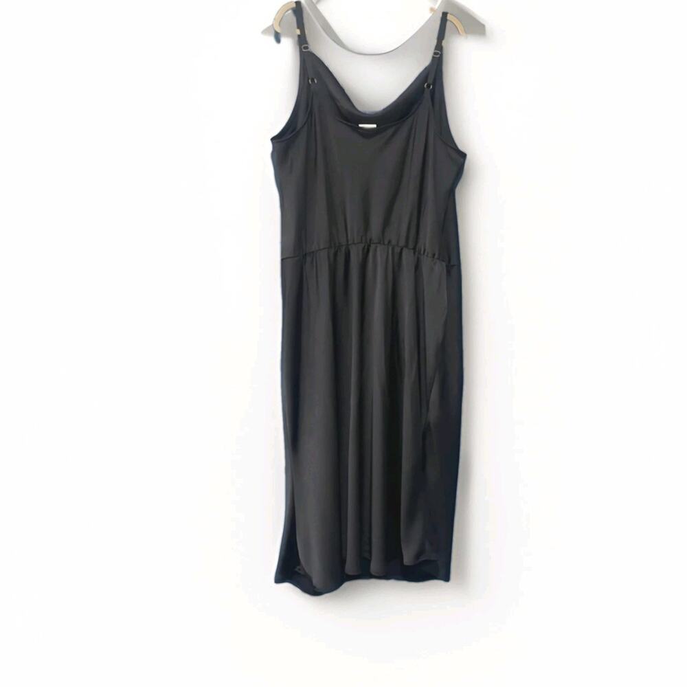 Ava & Viv Plus 2XL Black Solid Cowl Neck Sleeveless Slip Midi Dress Straps - Picture 3 of 3